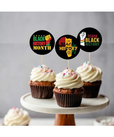 Black History Month Cupcake Toppers Decorations Celebrate Black History Party Dessert Cupcake Toppers for African American Black History Month Holiday Party Supplies - Buy Online on GoSupps.com