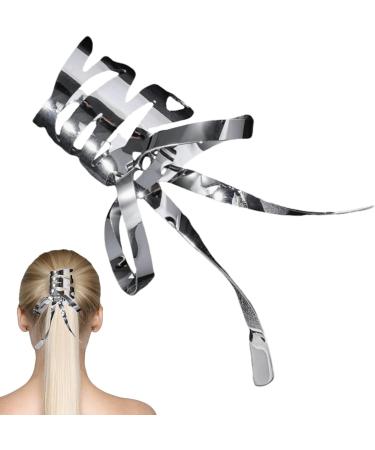 Bow Seamless Hair Clips Girls Retro Barrette - Girls Ponytail Metal Bow Hair Clips for Girls Kids All Ages Women Silver - Buy Online on GoSupps.com