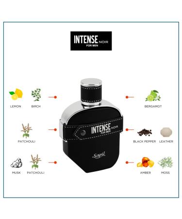Sapil Intense Noir Perfume for Men - Long-Lasting Dubai Cologne Aromatic Ambery Fragrance EDP Spray 3.4 Oz (100ml) - Arabic Perfume for Men for Daily Wear & Special Occasions Aromatic Ambery scent - Buy Online on GoSupps.com
