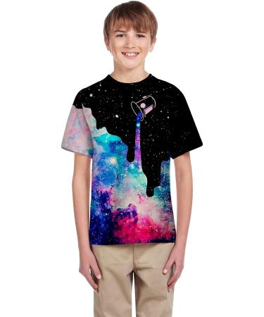 Kids Boys Teen Girls Summer T-Shirt Print Blouse | Casual 3D Top | Shelf Bra | Black | Size 7-8 Years - Buy Online on GoSupps.com