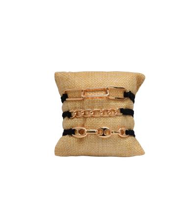 3 PCS Elegant Black Gold Bracelet Hair Ties for Women and Girls - No Crease Elastic Bands - Buy Online on GoSupps.com