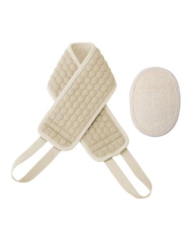 JZK Exfoliating Back Scrubber for Shower with Loofah Pad Body Bath Accessories Body Scrub Strap Back Cleaner for Men and Women