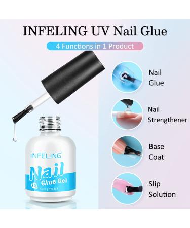 INFELING Nail Tips and Glue Gel Kit - 4 in 1 Gel Nail Set with 500 Clear Square Nails, Acrylic Nail Clippers, Portable Lamp, and Files - DIY Nail Art Supplies - Buy Online on GoSupps.com