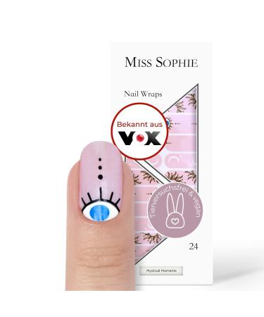 Original Miss Sophie Nail Foils Boho Babe I 24 Ultra-D nne Nail polish stripes with pattern mystical moments I for finger & toenails I sticks to natural and lacquered acrylic gel & shellac nails
