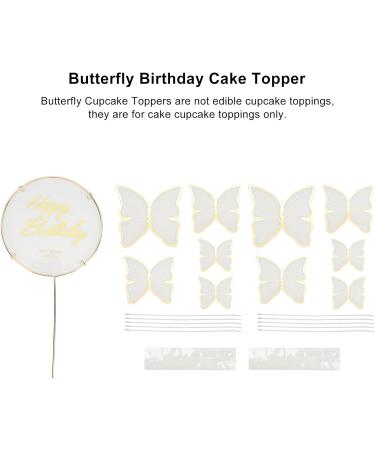 Butterfly Cake Insert Cupcake Topper 3D Effect Non-Edible Cake Insert for Birthday Party Colorful Wedding Wall Decoration (White) - Buy Online on GoSupps.com