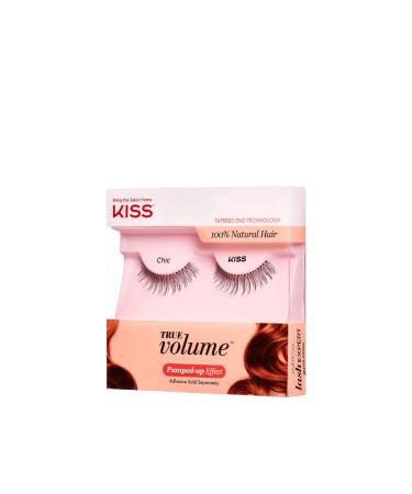 KISS True Volume Multi-Layered False Eyelashes with Tapered End Technology  100% Natural Hair  Cruelty Free  Reusable  Contact Lens Friendly   Chic   1 Pair