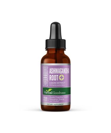 Ashwagandha Root Extract | Organic Ashwagandha Supplements for Women & Men | Natural Calm Mood Support Supplement | Non-GMO Vegan Adaptogenic Fast Absorption Liquid Drops 1 fl. oz
