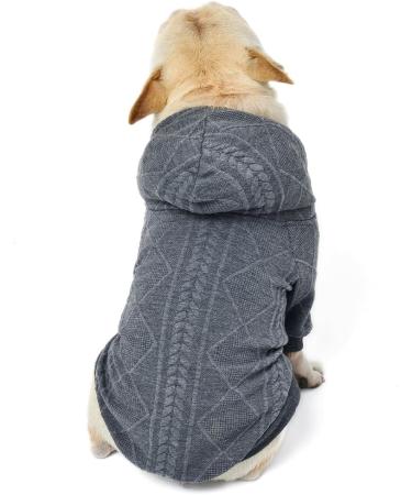 Meioro XL Gray Dog Sweater with Zip & Hood - Cute Winter Pet Clothing for Dogs & Cats Perfect for French Bulldogs & Pugs - Buy Online on GoSupps.com