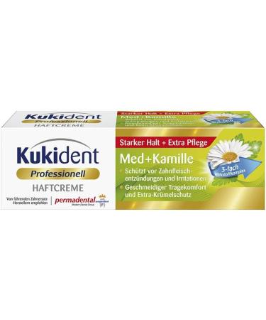 Kukident Adhesive Cream with Chamomile Tooth Cleaner for Dentures - Pack of 3 (3 x 40g) | International Shipping Available - Buy Online on GoSupps.com