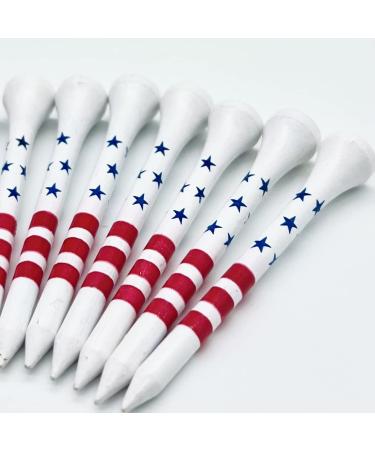 USA Golf Tees - 2 and 3/4 or 3 and 1/4 Inch - American Flag Design, Pro Length Bamboo Tees, Patriotic Pride 2 and 3/4" 50