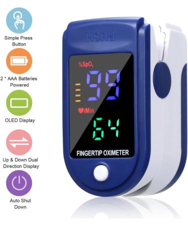 Finger Pulse Oximeter with LED Display - Family Health Monitor for Blood Oxygen Saturation Levels - Buy Online on GoSupps.com