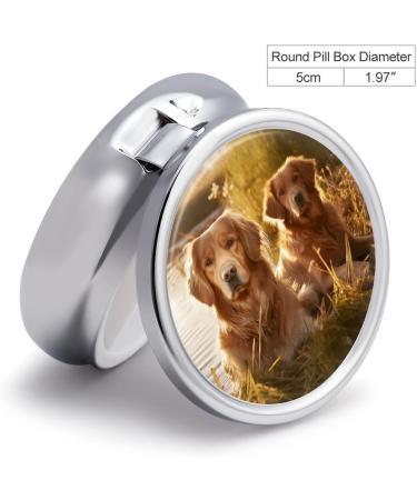 Travel Pill Box with Golden Retrievers | 3 Compartment Portable Medicine Organizer | Perfect for Purse & Pocket - Buy Online on GoSupps.com