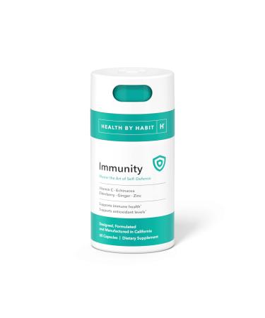 Health By Habit Immunity Supplement (60 Capsules) - Echinacea Elderberry Zinc Blend to Support Immune Health and antioxidant Levels Boost Immunity Vegan Non-GMO Sugar Free (1 Pack)