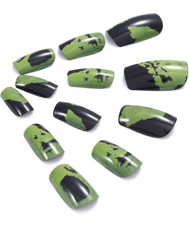 Coffin False Nails Short Fake Nails Graffiti Artificial Acrylic Press on Nails Full Cover Stick on Nails 24pcs for Women and Girls (Color : BROWN Size : 1) 1 count (Pack of 1) BROWN - Buy Online on GoSupps.com