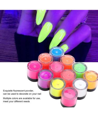 12 Colors Fluorescent Nail Powder - UV Reactive Neon Pigment for Halloween Nail Art | DIY Manicure Tool - Buy Online on GoSupps.com