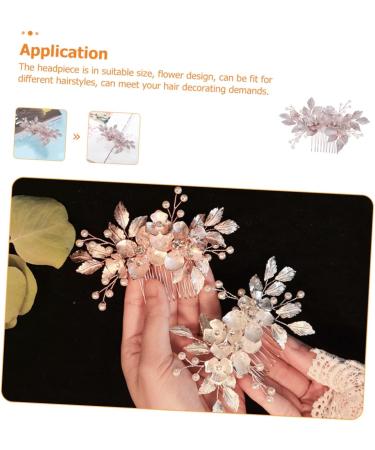 Beaupretty Comb bride wedding tiara wedding Crystal hair comb bridal flower hair combs rhinestone pearl hair comb rhinestone pearl side comb flower girl bridesmaid Zinc alloy rose Gold - Buy Online on GoSupps.com