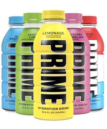 Prime Hydration 5 Pack With The Newest Flavour Lemonade Strawberry Watermelon Ice Pop Blue Raspberry & Lemon Lime