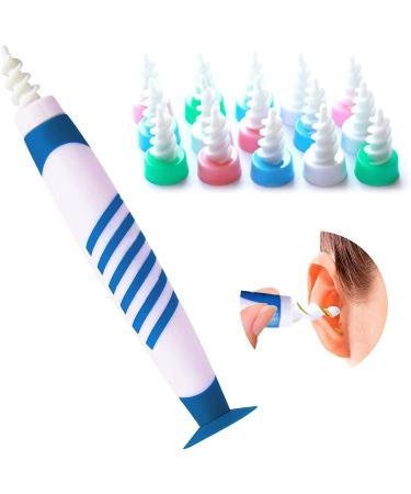 Ear Wax Remover  Ear Wax Cleaners  Ear Cleaning Spiral Swab Ear Wax Removal Tool with 16 Replaceable Heads  Suitable for Adults and Children White