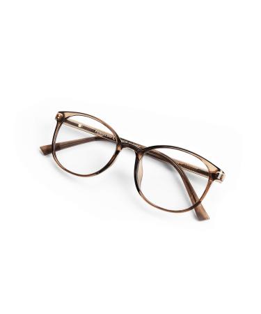 FONHCOO blue light filter glasses women TR90 blue-light glasses without container super light anti-fatigue computer glasses gaming safety glasses (brown)