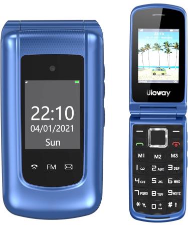 Tosaju 2G Unlocked Flip Phone Sim Free Big Button Mobile Phone for Elderly Easy to Use Pay as You Go Basic Mobile Phone with SOS Button Loud Speaker 1000mAh Battery Blue G340 Blue