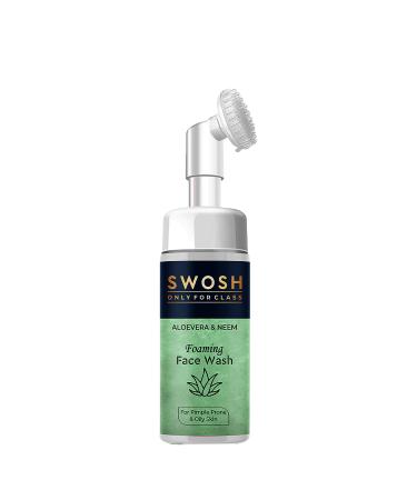 SWOSH Aloe Vera and Neem Foaming Face Wash With Exfoliating Silicone Face Brush(Built-In) 100 ml (3.38 fl oz) For Women and Men