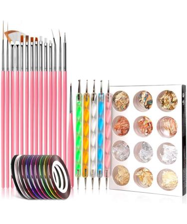 Nail Art Tools Nail Painting Brushes Dotting Pens Designers Manicure Tapes Pink Kit Nail Painting Brushes Dotting Tools - Buy Online on GoSupps.com