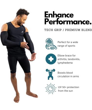 CompressionZ UV Protection Arm Sleeves Black XL for Men & Women | Compression Elbow Sleeve - Buy Online on GoSupps.com