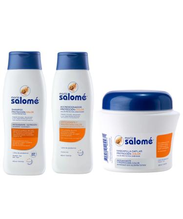 Mar a Salom Maria Salome Color Care protection Kit for Dyed Bleached or Chemically treated Hair - Shampoo 13.5 fl.oz. + Conditioner 13.5fl.oz. + Mask 11.8 fl.oz Orange