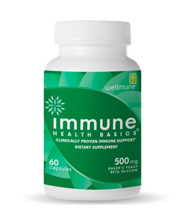 Immune Health Basics Ultra Strength Immunity - Clinically Proven Immune Support - Wellmune Highly Purified Beta Glucan - Gluten-Free  Non-allergenic  Non-GMO and Vegan Capsules - 60 Capsules  500 mg 500mg - 60 Capsules