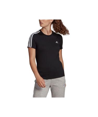 adidas Women's Essentials Slim 3-Stripes Long Sleeve T-Shirt (1 Pack) M Black/White