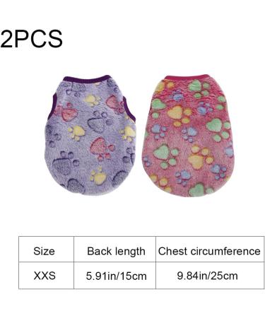 2 Pcs Warm Pet Shirt Footprints Pattern Pet Plush Pullover Soft Dog Plush Warm Hoodies Coat Apparel for Rabbit Cat Kitten Dog Puppy (XXS) - Buy Online on GoSupps.com
