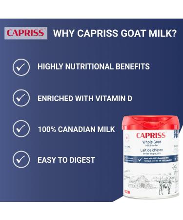 CAPRISS Whole Goat Milk Powder 640g Vitamin D Enriched 100% Canadian Goat Milk No Antibiotics and rBST - Buy Online on GoSupps.com