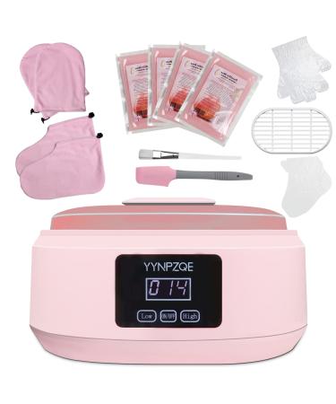 YYNPZQE Paraffin Wax Machine for Hand and Feet 3500ml Paraffin Wax Warmer with 4 Pack Wax and Tools Paraffin Hot Wax Spa Kit Adjustable Temp Fast Melt Paraffin Bath for Smooth and Soft Skin Pink