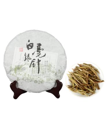 HQZM Yunnan Puer Tea Big Leaf Old Tree Single Bud Baihao White Tea Cake 357g Unique Taste
