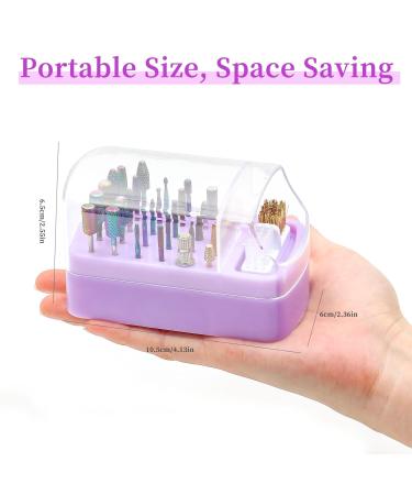 30 Holes Nail Drill Holder with Removable Cleaning Brush - 2 in 1 Storage Box for Nail Art Drill Bits & Organizers - Dust Collector Violet - Buy Online on GoSupps.com