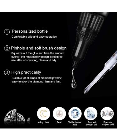 Nail Rhinestones Glue Gel Set - 2Pcs 10ml Dual Purpose Adhesive for Nail Art, Stones, Crystals, Diamonds - Point Drill Gel with Needle Brush - Buy Online on GoSupps.com