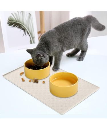 Umtiti Waterproof Non-Slip Dog Bowl Pad for Cats & Dogs - 60x40cm Cream - Dishwasher-Safe Silicone Mat - Buy Online on GoSupps.com