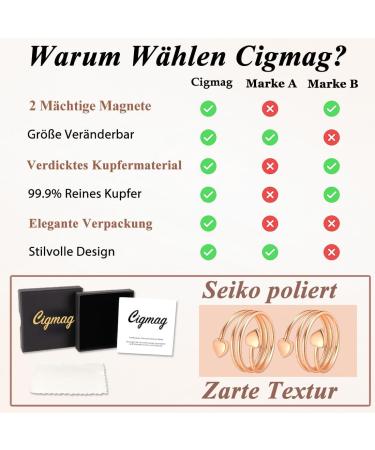 Cigmag 2PCs Lymphatic Drainage Magnetic Finger Rings for Women - 99% Pure Copper Adjustable & Gift Box (Rose Gold Heart) - Buy Online on GoSupps.com