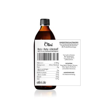 Olini Beetroot Fermentation Drink 500ml | Natural Probiotic with Lemon Turmeric & Ginger | Preservative-Free Freshly Pasteurized - Buy Online on GoSupps.com
