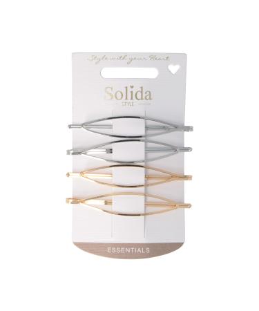 Solida Essentials hair clip oval gold-silver 4 pieces