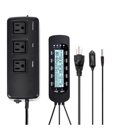 REPTIZOO Digital Thermometer Hygrometer Temperature Controller for Reptile Tank Water Terrarium, Waterproof Reptile Timer with Thermostat Controller Lighting Timer (THC15)