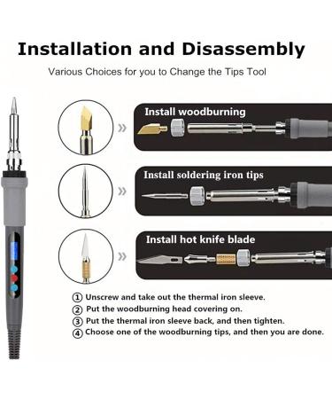 Aipudi Wood Burning Kit - 75Pcs with LCD Display & Adjustable Temperature | Soldering, Embossing, Carving Tips | Gray Carrying Case - Buy Online on GoSupps.com
