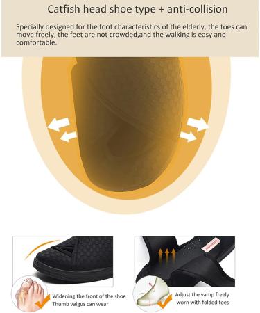 Ladies Diabetic Edema Shoes - Adjustable Open Toe Slippers for Swollen Feet | Comfortable Outdoor Foam Footwear for Plantar Fasciitis - Size 6 Black - Buy Online on GoSupps.com