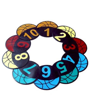 MUSKULO MONSTRO Basketball Spot Marker Colorful Anti-Slip Rubber Sports Training Markers 5 or 10-Pack 9 Inches with a Carrying Bag Round Flat Number Dots Teaching & Training Marker Field 1-10
