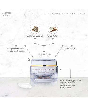 Vivo Per Lei Dead Sea Night Cream - Anti-Aging Moisturizer for Youthful Skin | 1.7 Fl Oz Shea Butter Night Cream - Buy Online on GoSupps.com