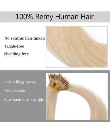 20" Nano Ring Tip Hair Extensions Real Human Hair 50Strands #60 Platinum Blonde (50g) - Buy Online on GoSupps.com