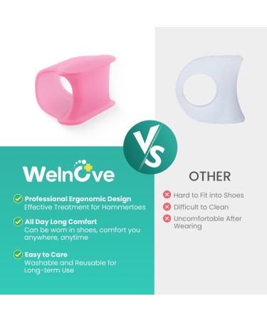 Welnove Hammertoe Corrector - 6 Pack Soft Gel Toe Splints for Bent & Curled Toes - Unisex Toe Straighteners (Small Pink) - Improve Foot Health - Buy Online on GoSupps.com