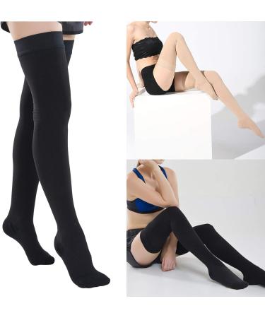 DERCLIVE Compression Stockings for Thighs - 23-32 mmHg Dotted Silicone Socks for Improved Blood Circulation - Black - Soft & Comfortable - Buy Online on GoSupps.com