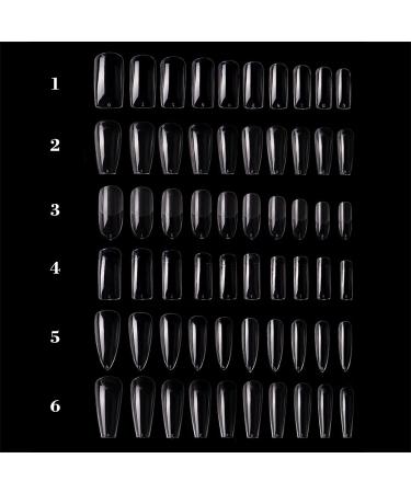 Sunydog 100Pcs Clear Acrylic Nail Tips - Full & Half Cover Coffin-Shaped Ballerina Tips for Nail Studios & DIY Nail Art | 10 Sizes - Buy Online on GoSupps.com