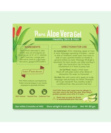 Na-t/Habit Pure Aloe Vera Face Gel For Healthy Skin & Hair Natural Oil Free Moisturizer & Anti-Dandruff - 80 gm Each (Pack of 2) - Buy Online on GoSupps.com